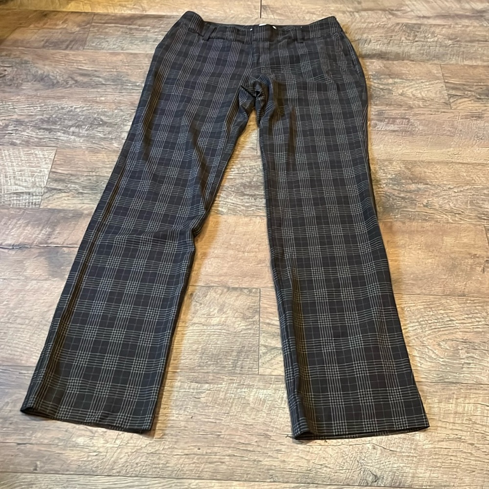 Old Navy just below waist brown plaid dress pants